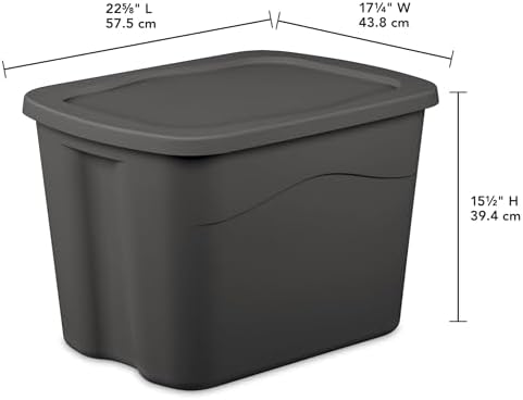 18 Gal Storage Bins 8-Pack, Plastic Totes with Snap-On Lids, Black
