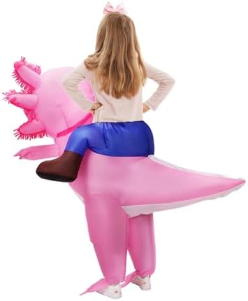 Stegosaurus Inflatable Axolotl Costume for Kids Halloween Costumes Kid Blow Up Costume Ride on Axolotl Costumes for Girls Boys Cosplay Party