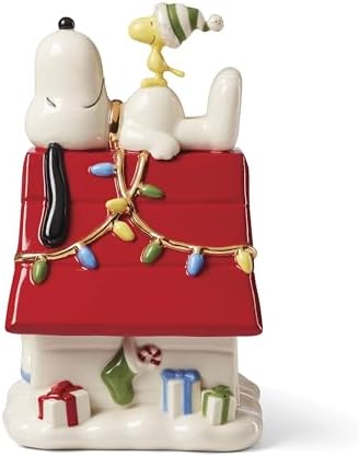 Lenox Peanuts Snoopy Christmas Candy Jar with Lid