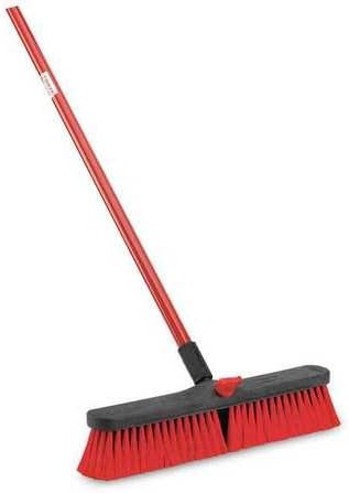 LIBMAN Red Recycled PET Sweeping Push Broom with Handle