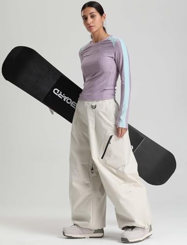 GSOU SNOW Mens Womens Ski Snow Pants Baggy Snowboard Pants Waterproof
