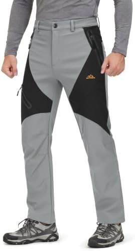 MAGCOMSEN Men's Snow Ski Pants Fleece Lined Water Resistant Winter Pants with 4 Zip Pockets for Snowboard Hiking Outdoor