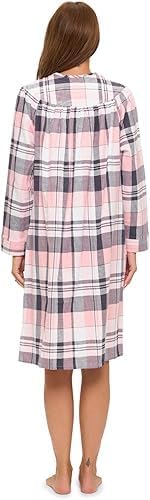 Casual Nights Women's Floral Snap Front Flannel Duster Long Sleeve Lounger Dress