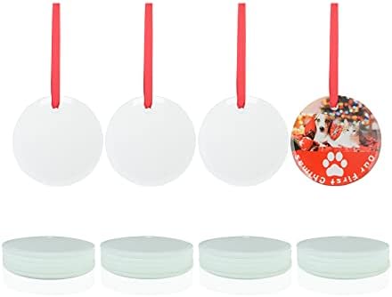 PYD Life 24 PCS Sublimation Blanks Ornaments Glass Frosted 3" Round