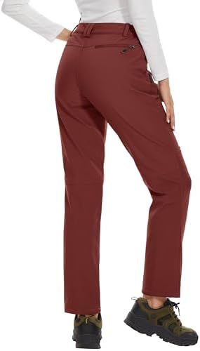 MAGCOMSEN Women's Fleece Lined Waterproof Insulated Snow Ski Pants Winter Warm Hiking Pants Outdoor Softshell