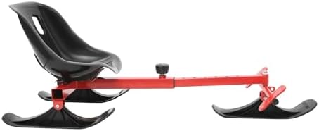 Snow Racer Sled, 198LBS Capacity Adjustable Length Snow Racer Scooter with 5.9ft Rope, Plastic Modern Red Ski Slider for Outdoor Skiing, Skating, Sand Sliding