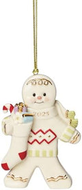Lenox Ornament, 2025 Gingerbread with Stocking Ornament, Made from Porcelain, Christmas Tree Decorations, Gold Accents and Hanging Cord, Christmas Decoration, Winter Decor, Tree Decor (1 Piece)