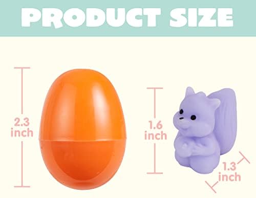 JOYIN 72 Pcs Easter Prefilled Eggs with Mochi Squishy Toys, Kawaii Stress Reliever Squishy Toy for Easter Egg Hunt, Kids Party Favor, Basket Stuffers, Goodie Bag Fillers, Classroom Prize Supplies