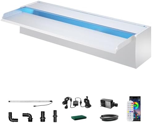 Longrun Pond Waterfall Stainless Steel Pond Spillway Color for Ponds 23.6"