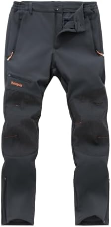 Postropaky Mens Hiking Snow Ski Pants Waterproof Outdoor Insulated Softshell Pants Snowboard Zipper Bottom Leg
