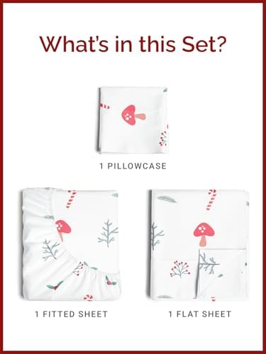 Christmas Sheet Set, Season Greetings, Holiday Xmas Bedding Set - Twin Size