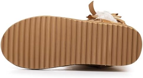 KRABOR Womens Suede Snow Boots Mid-Calf Winter Shoes with Side Bows