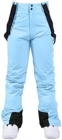 Women's Snow Ski Pants Insulated Winter Warm Outdoor Waterproof Snowboard Pants Bibs Detachable Suspender