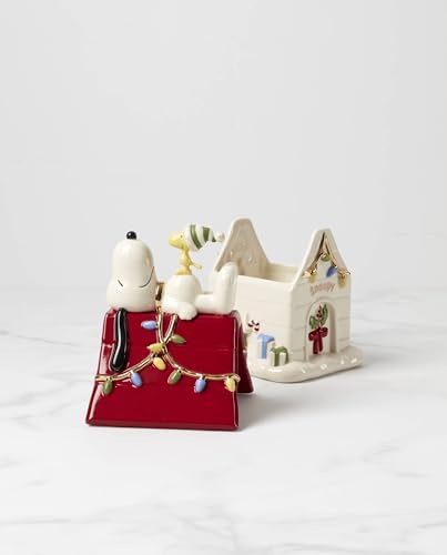 Lenox Peanuts Snoopy Christmas Candy Jar with Lid