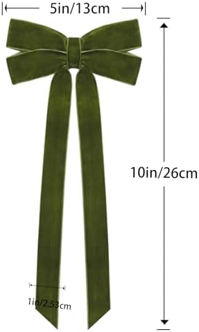 12Pcs Green Velvet Ribbon Bows Christmas Tree Decorations,5in x 10in St Patricks Day Ornaments for Tree Home Party Front Door Wreath Garland Holiday Decor