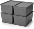 Menkxi 4 Pcs Storage Bins with Lids, Gray, Large