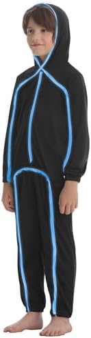 Vanderdyken Stick Figure Costume Kids Light up Stickman Costume Glow in the Dark Halloween Outfit for Boys and Girls