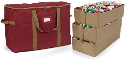 Covermates Adjustable Ornament Storage Bag, 25.5" W x 13" D x 18.5" H, Red