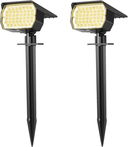 WENATY Solar Spot Lights Outdoor Waterproof Spotlight, 2 Pack, Warm White