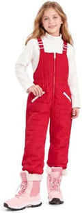 Haloumoning Girls Snow Bibs Kids Quilted Ski Overalls Waterproof Snow Pants