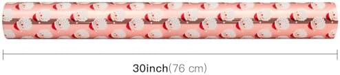 WRAPAHOLIC 30 Inch Jumbo Reversible Christmas Wrapping Paper - 30 Inch x 100 Feet Jumbo Roll Santa Claus Wrapping Paper and Solid Rose Gold Design with Metallic Foil Shine for Chrsitmas, Holiday