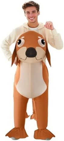 XYJKIDSES Couple Inflatable Dachshund Costume for Adult Halloween Blow Up Costumes 2 People Funny Dog Costumes for Men Women Cosplay