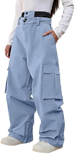 Women's Baggy Snow Snowboard Pants Loose Fit Cargo Ski Pants Bibs Insulated