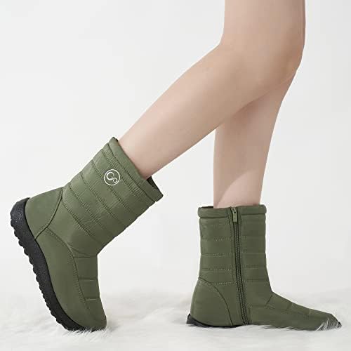 Alicegana Womens Winter Snow Boots for Women Waterproof Warm Fur Lining Mid Calf Boots with Zipper Comfortable Outdoor Shoes