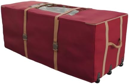Elf Stor Christmas Tree Storage Bag with Wheels, Red, 60” x 25” x 25”
