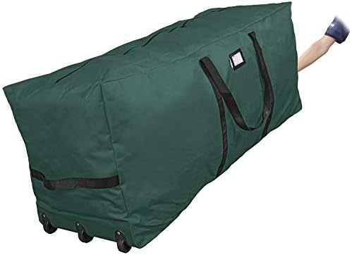 Rolling Tree Storage Bag, Fits Up to 9 ft. Disassembled Holiday Tree, 28" Height X 16" Wide X 60" Long, Extra Large Heavy Duty Storage Container with Wheels and Handles (Green)