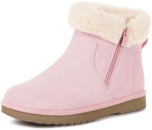 Hsyooes Snow Boots for Women Suede Leather Winter Boots Warm