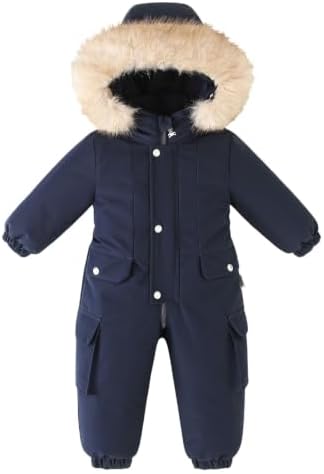 Toddler Girls Snow Suit Kids Boys One Piece Ski Jumpsuit Warm Padded Onesie