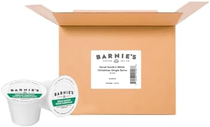 Barnie's Coffee Santa's White Christmas Decaf Single Serve Coffee Pods with Coconut, Vanilla, and Caramel Flavors, Medium Roast Arabica Coffee Beans Compatible with Keurig Brewers, 48 Count