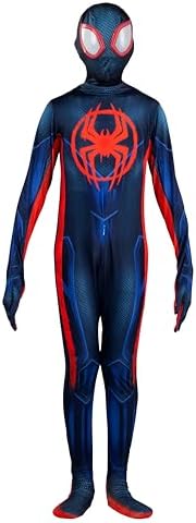 Marvel Miles Morales: Spider-Man Official Youth Deluxe Zentai Costume - Stretch Spandex with Hidden Zippers and Wrist Slits