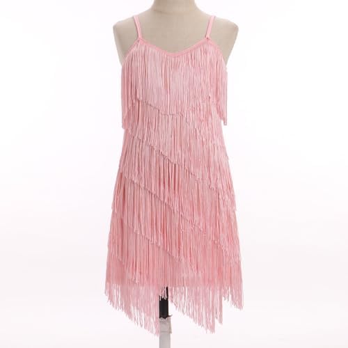 IDOPIP Kids Girls 1920s Flapper Dress Tassels Sequins Fringe Latin Dance Dress Gatsby Halloween Party Ballroom Dance Costumes