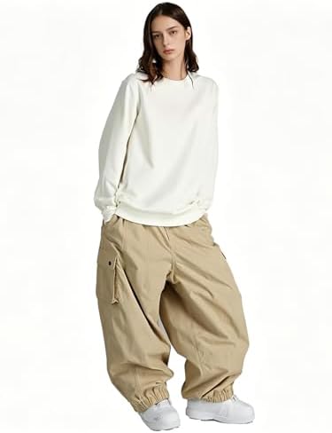 Mens Baggy Cargo Ski Pants Super Baggy Snowboard Snow Pant Women Insulated Loose Pant Sports Waterproof
