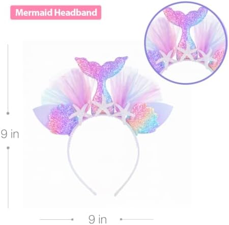 Unicorn Mermaid Princess Dress Up Clothes for Little Girls – Costume, Jewelry and Headband