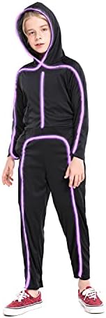 Light Up Child Stick Figure Costume, Led Halloween Cosplay Boys Girls