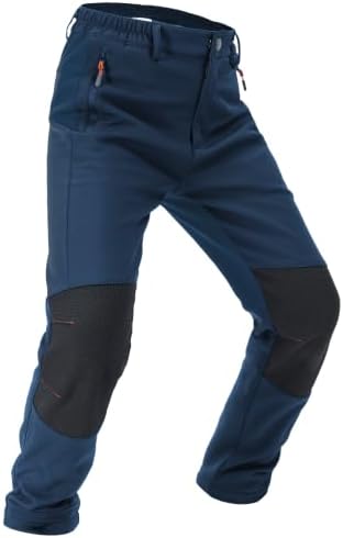 Boys Snow Pants Kids Fleece Lined Thermal Winter Hiking Pants Waterproof Softshell Elastic Waist Outdoor Cold Weather