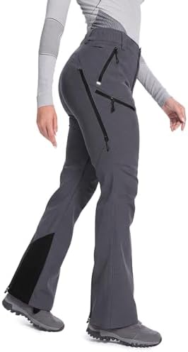 Moosehill Women's Snow Pants Flared: Zipper Mesh Vents Water Resistant