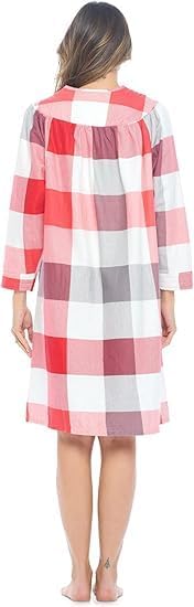 Casual Nights Women's Floral Snap Front Flannel Duster Long Sleeve Lounger Dress