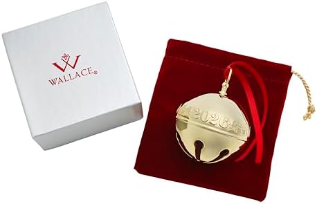 Wallace 2026 Gold-Plated Sleigh Bell Ornament 37th Edition - Penguins and Presents Annual Collectible - Handcrafted Holiday Bell with Gift Box, Velvet Pouch and Ribbon