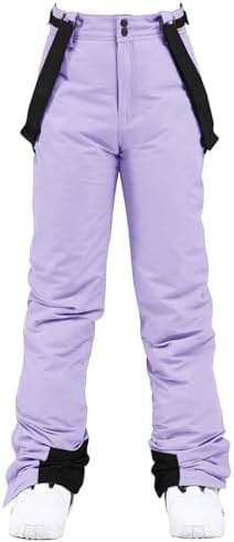 Women's Snow Ski Pants Insulated Winter Warm Outdoor Waterproof Snowboard Pants Bibs Detachable Suspender