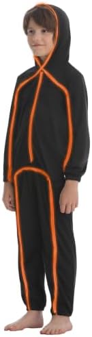 Vanderdyken Stick Figure Costume Kids Light up Stickman Costume Glow in the Dark Halloween Outfit for Boys and Girls