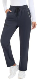 Women's Fleece Lined Snow Pants Water Resistant Insulated Ski Pants with 4 Zipper Pockets for Hiking Winter Outdoor