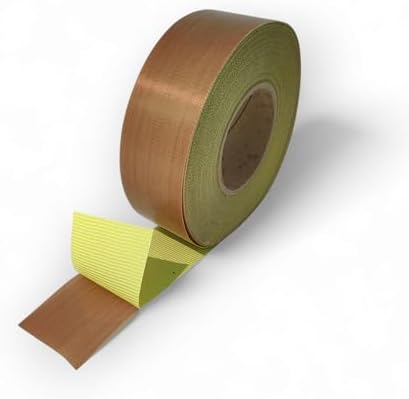 TME PTFE Tape Roll Coated Fiberglass with Yellow Liner, 2 Inch x 99 Feet, Ideal for Heat Sealers & Vertical Form Fill Seal Machines, 5Mil Thickness