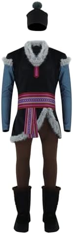 Men's Ice Harvester Costume Medieval Tunic Top Pants Belt Hat Boot Covers Fairytale Halloween Cosplay Outfit