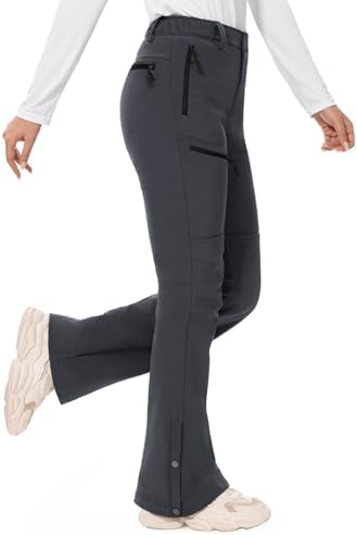 Hiauspor Women's Snow Ski Pants：Fleece Lined Water Resistant Warm Flare