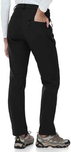 TBMPOY Women's Fleece Lined Ski Snow Pants Waterproof Winter Cargo Hiking Warm Thermal Softshell Insulated Outdoor Pant