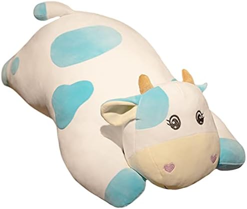 ELAINREN Blue Cow Stuffed Body Pillow Soft Cattle Plushie Toy Gifts/25.6''